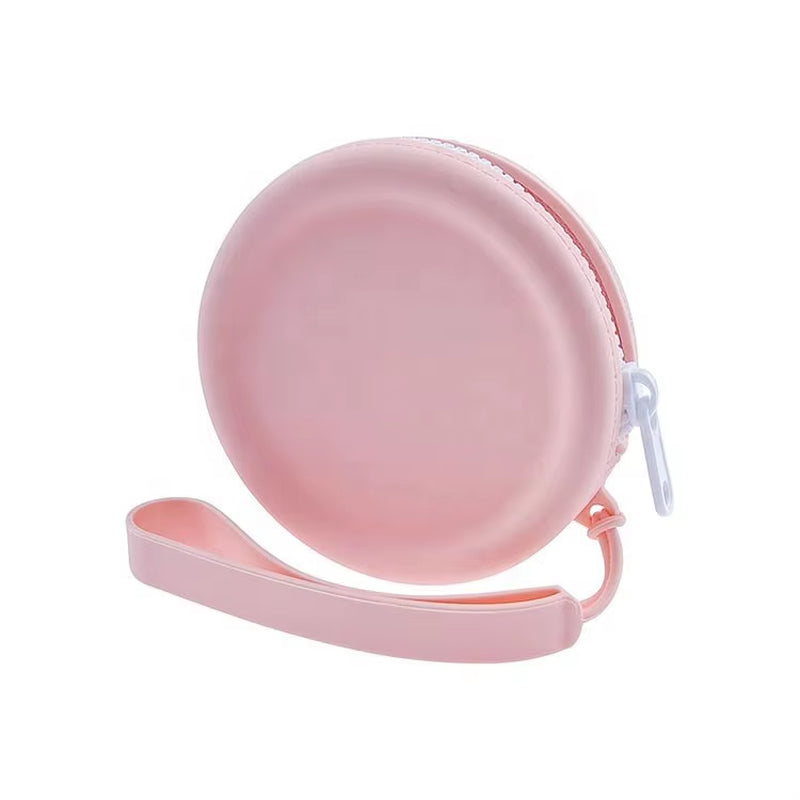 Pink portable pet treat pouch opened for easy access
