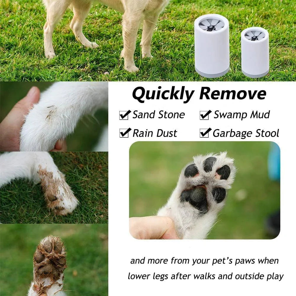 Dog paw cleaner removing mud sand and dirt from paws