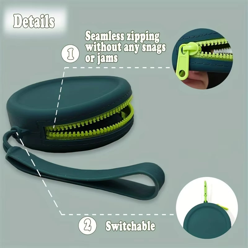 Portable pet treat pouch with zippered storage compartment