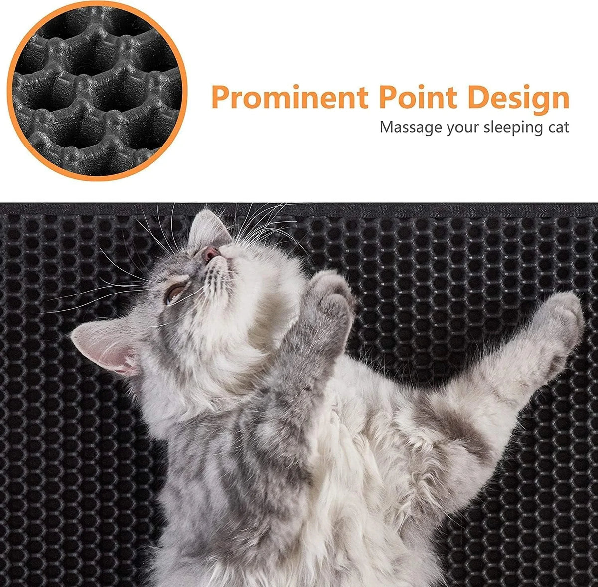 Honeycomb cat litter mat surface designed to trap scattered litter