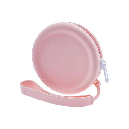 Pink portable pet treat pouch opened for easy access