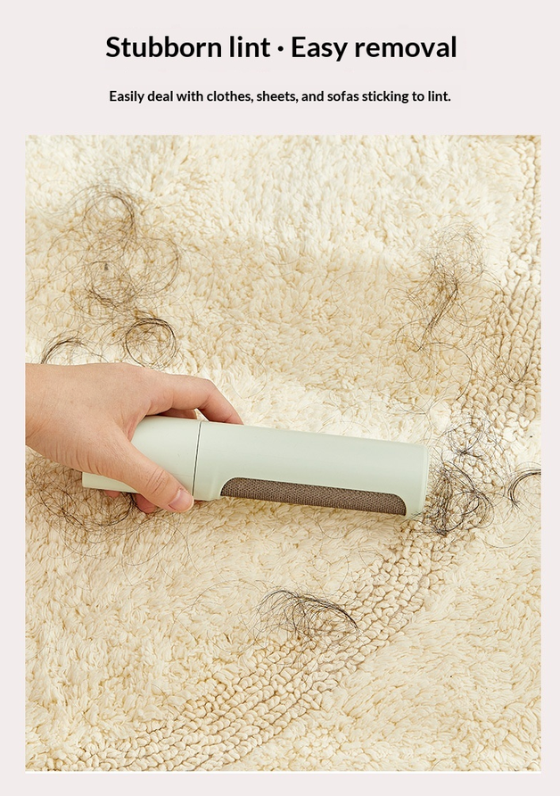 Reusable pet hair remover cleaning pet fur from carpet