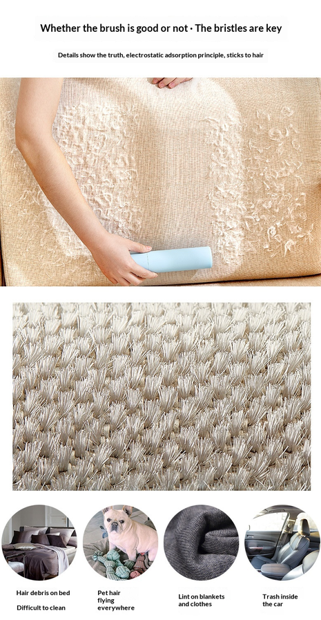 Pet hair remover collecting fur from fabric