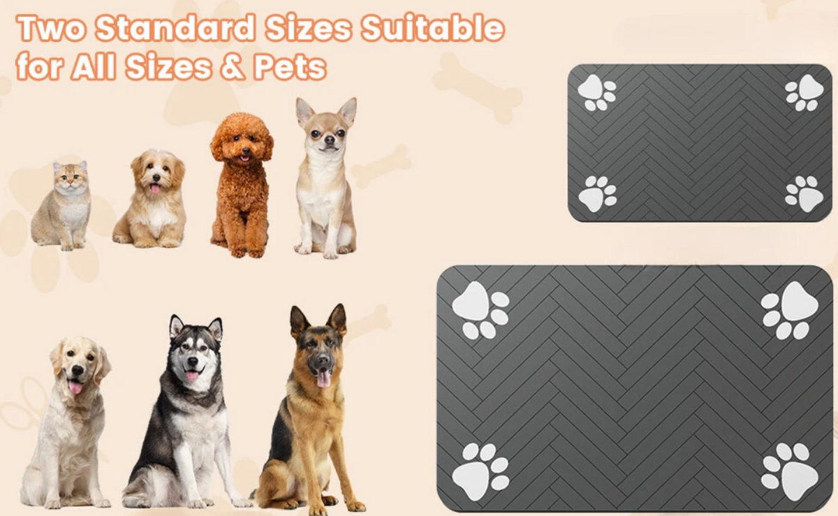 Pet feeding mat size options for cats and dogs