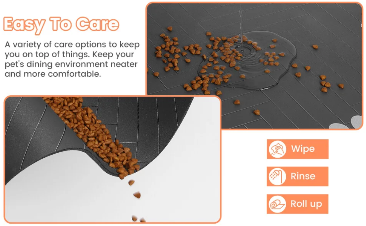 Waterproof rubber backing detail on absorbent pet mat