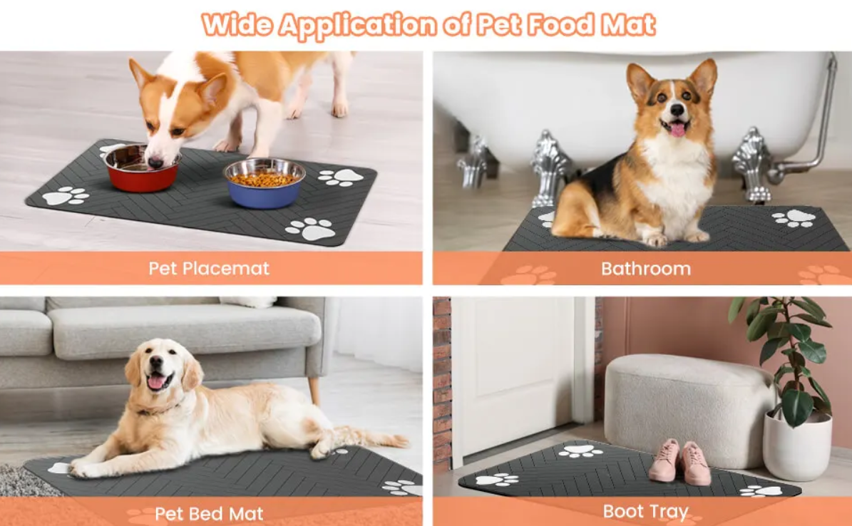 Relvya CleanPaws feeding mat for food and water bowls