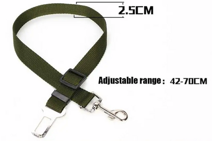 Adjustable pet car seat belt length and width