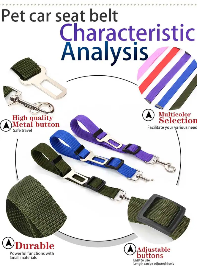 Relvya RoadTether adjustable pet car seat belt features