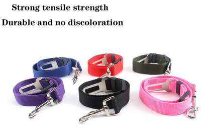 Durable adjustable pet car seat belt construction