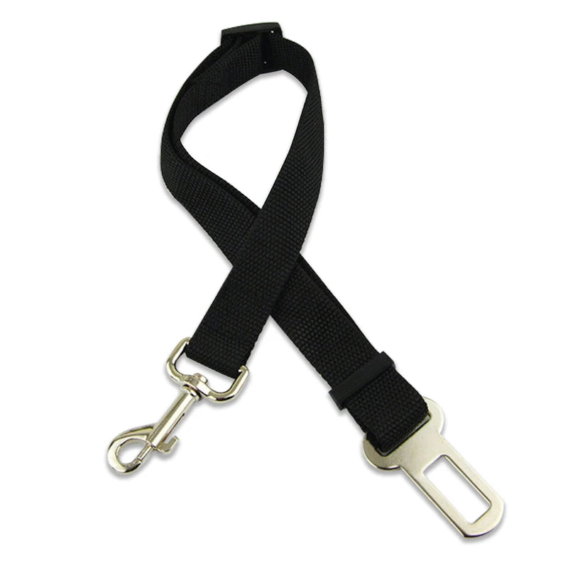 Black cross-style adjustable pet car seat tether
