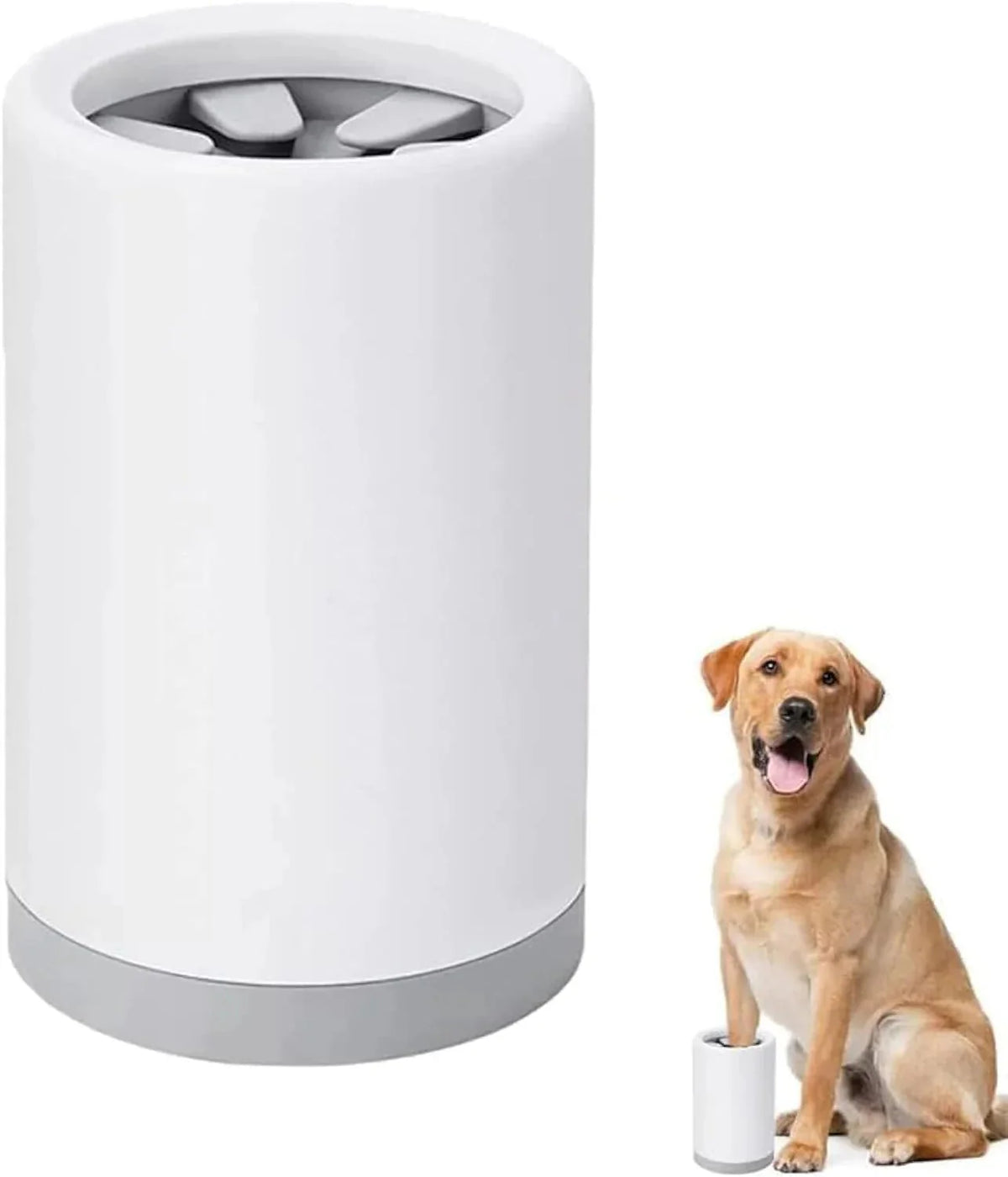 Portable white dog paw cleaner for everyday use