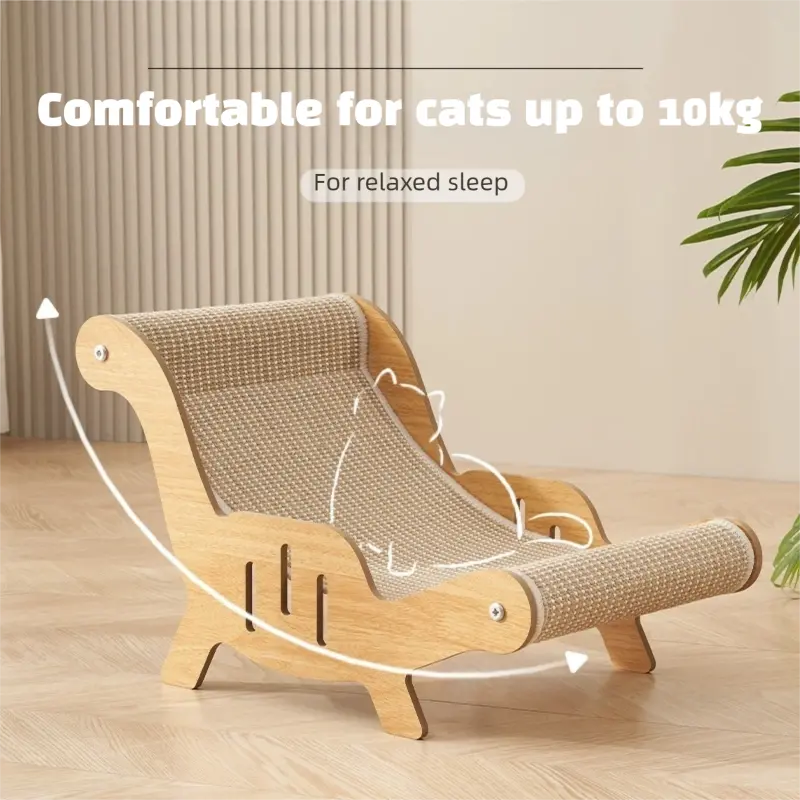 Curved cat scratching lounge designed for comfortable resting