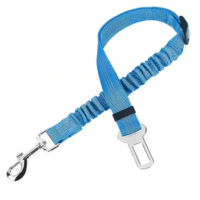 Blue elastic RoadTether pet car seat belt