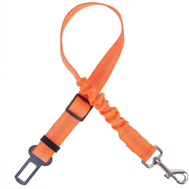 Orange elastic pet car seat tether
