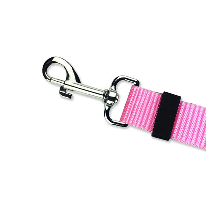 Pink pet car seat belt metal clip detail
