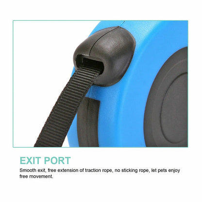Retractable dog leash exit port designed for smooth leash movement