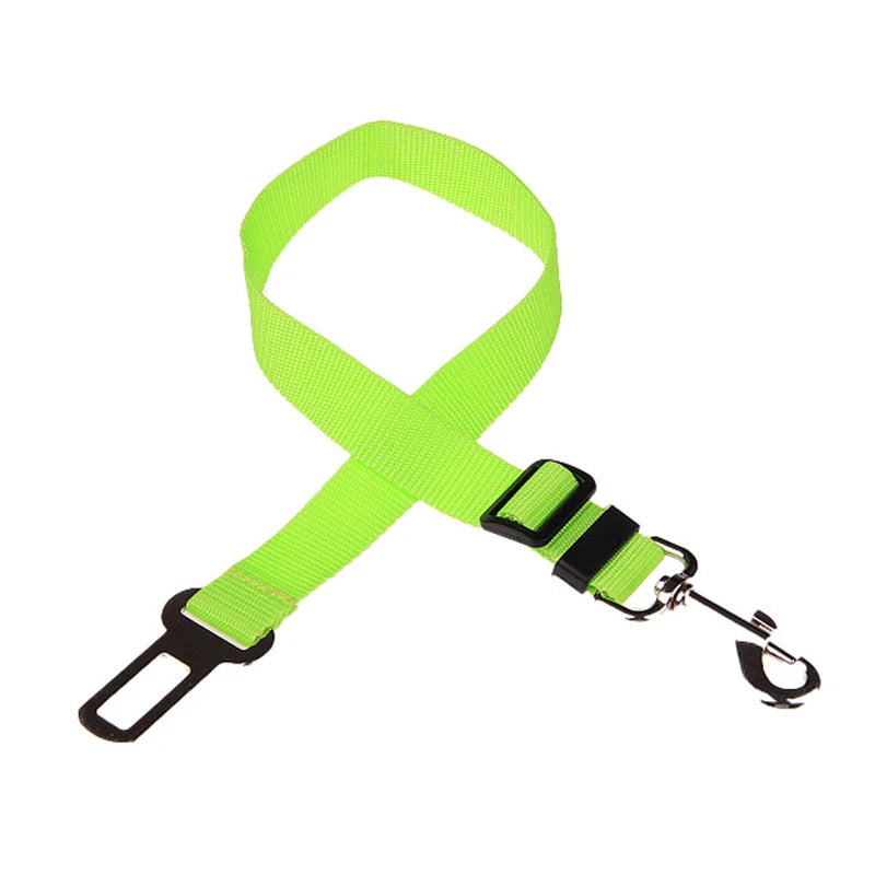 Neon green adjustable pet car seat tether