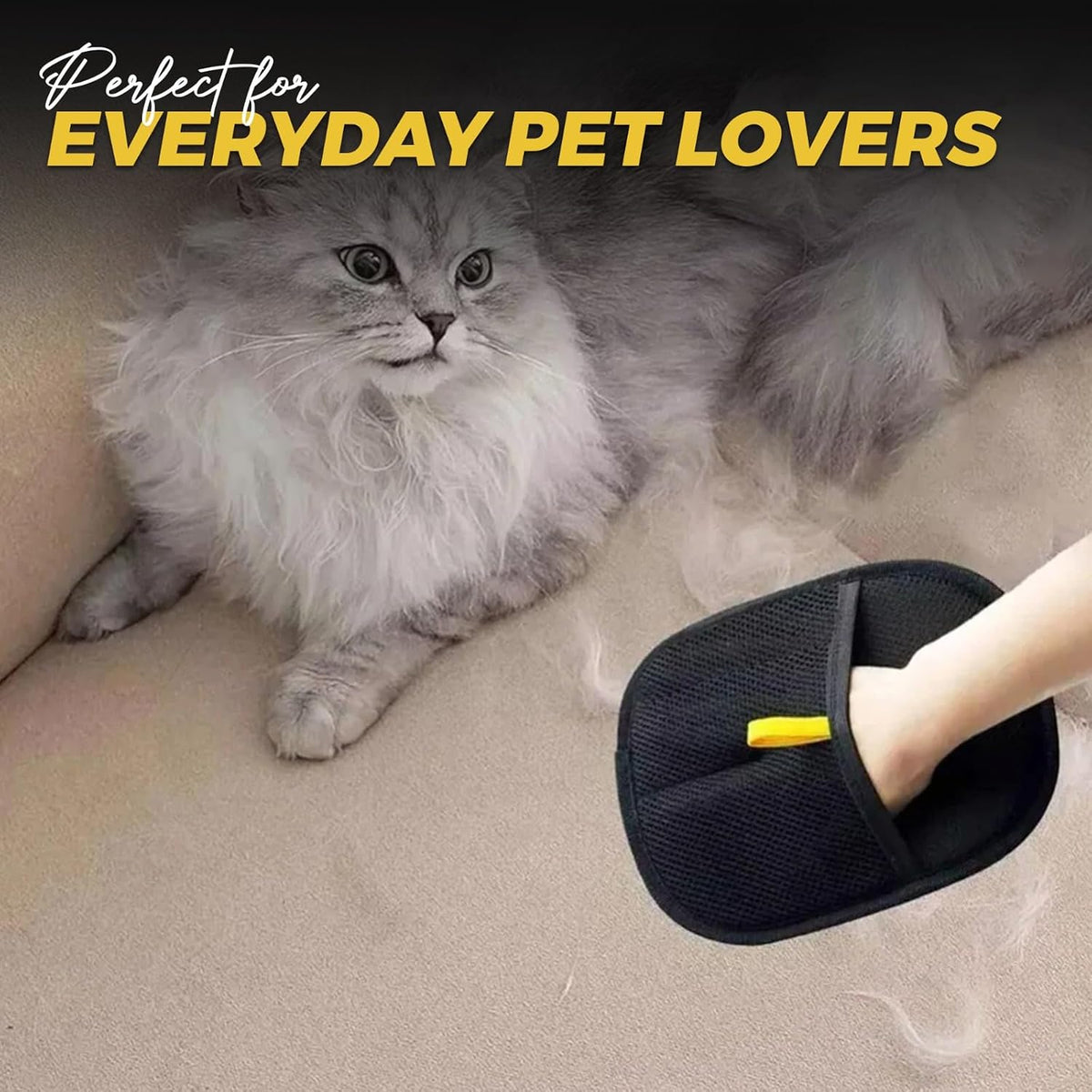 Pet grooming glove for removing loose fur from cats and dogs
