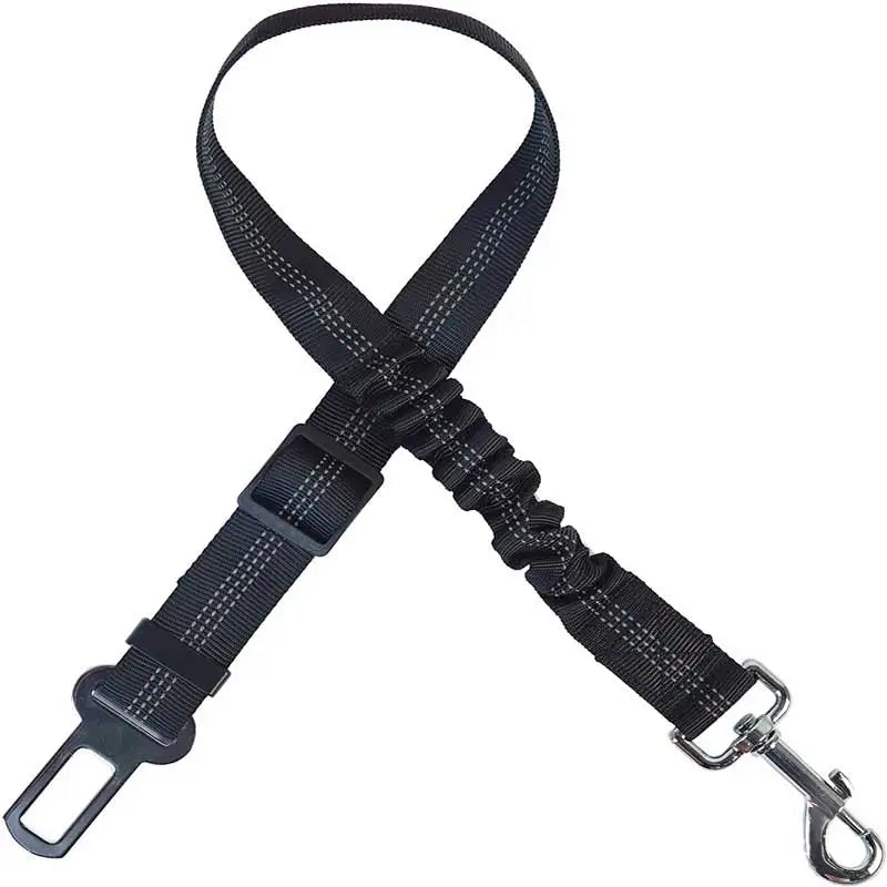 Black adjustable pet car seat belt