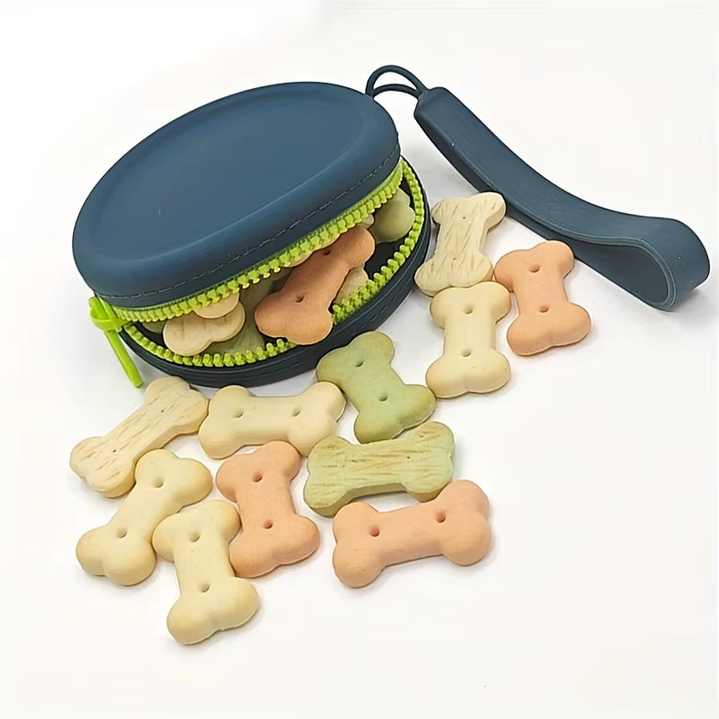Open dog treat pouch holding training treats