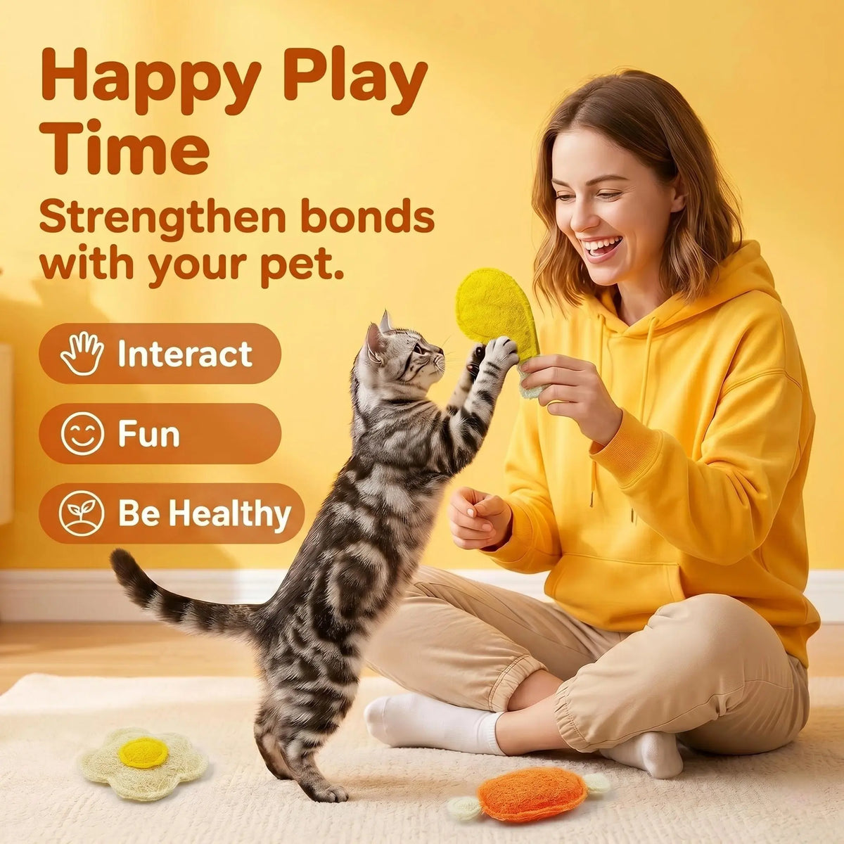 Cat playing with soft catnip toys during interactive playtime