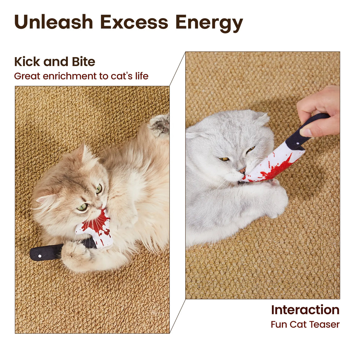 Interactive cat toy set for active indoor play and exercise
