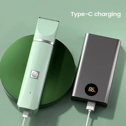 USB-C rechargeable pet grooming trimmer with charging cable