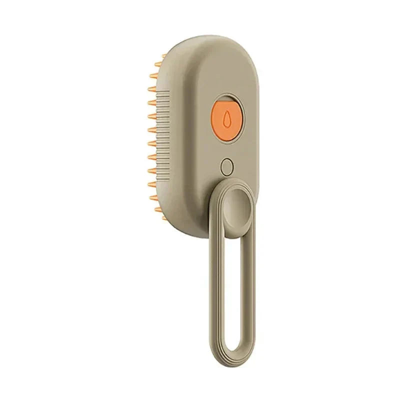 Gray pet grooming mist brush with folding handle