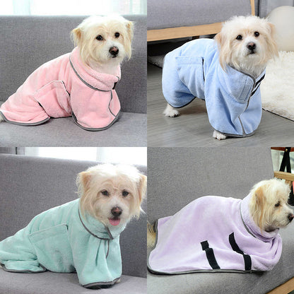 Relvya DryWrap pet bathrobe in pink blue green and purple