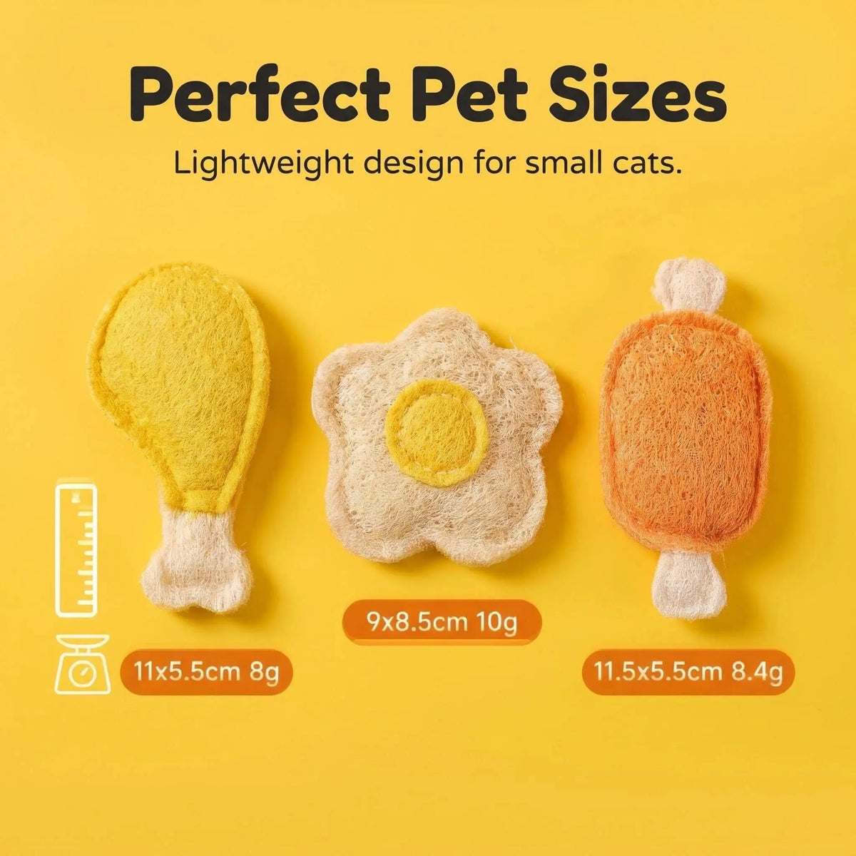 Different sized catnip toys for kittens and adult cats