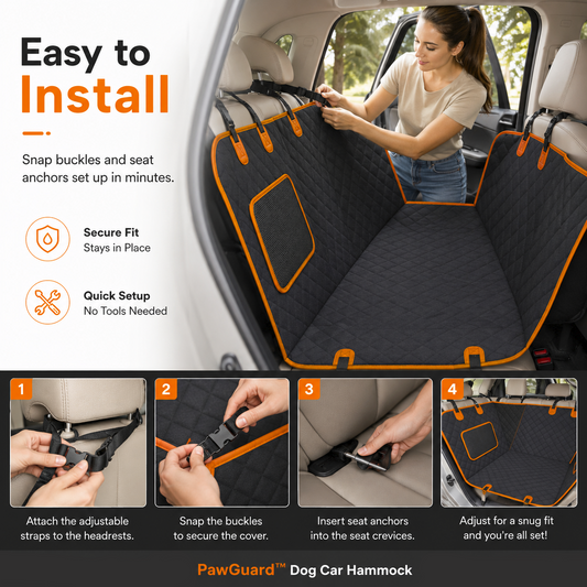 PawGuard dog car hammock installed across a vehicle back seat