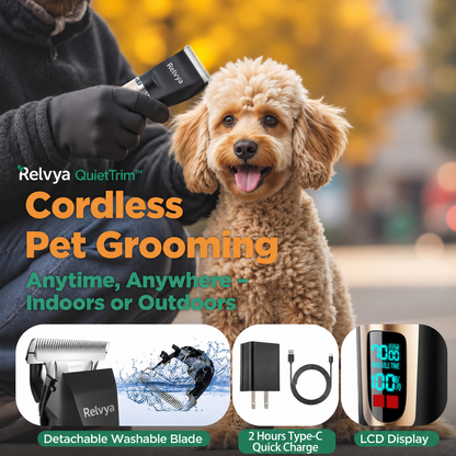 Cordless pet grooming kit for dogs with rechargeable clipper