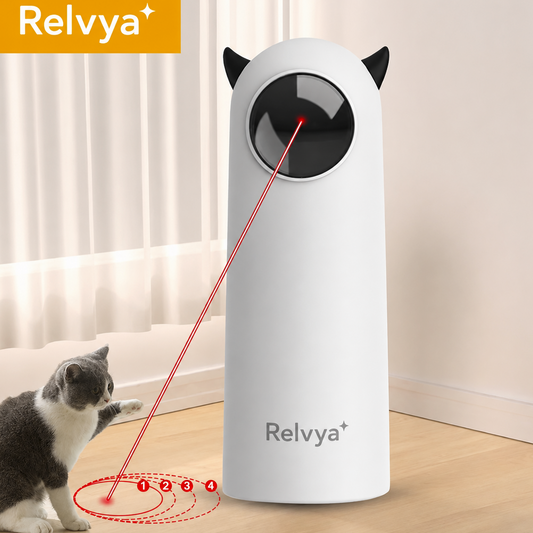 Automatic interactive laser toy for cats with moving red laser