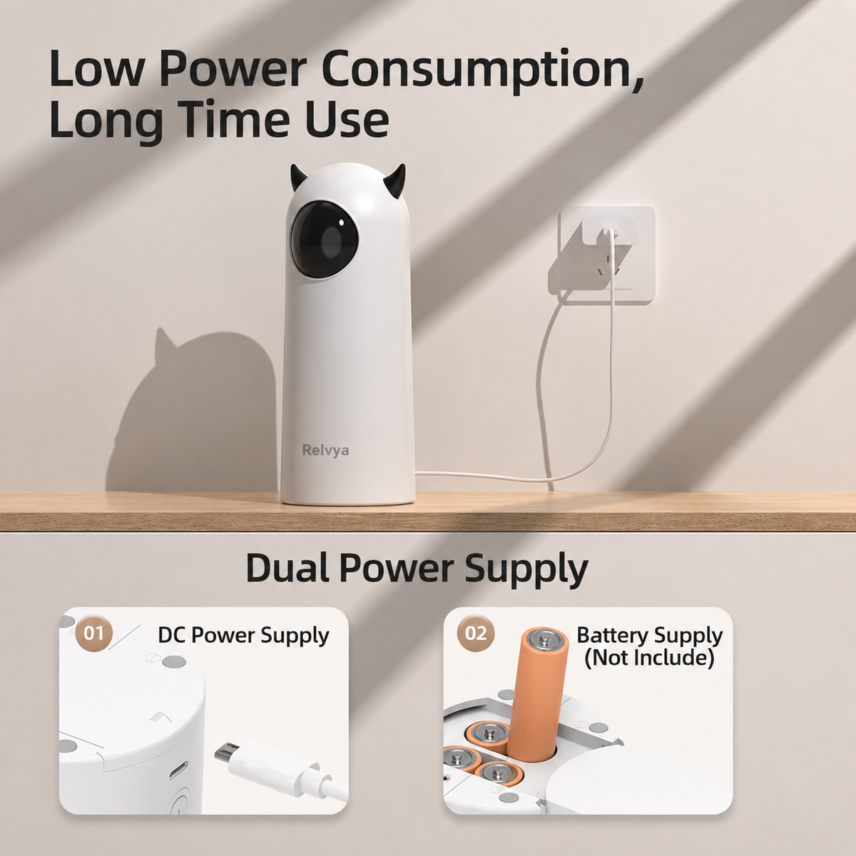 Low power cat laser toy with dual power supply