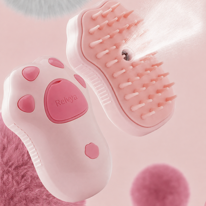 Pink pet grooming brush with soft massage bristles