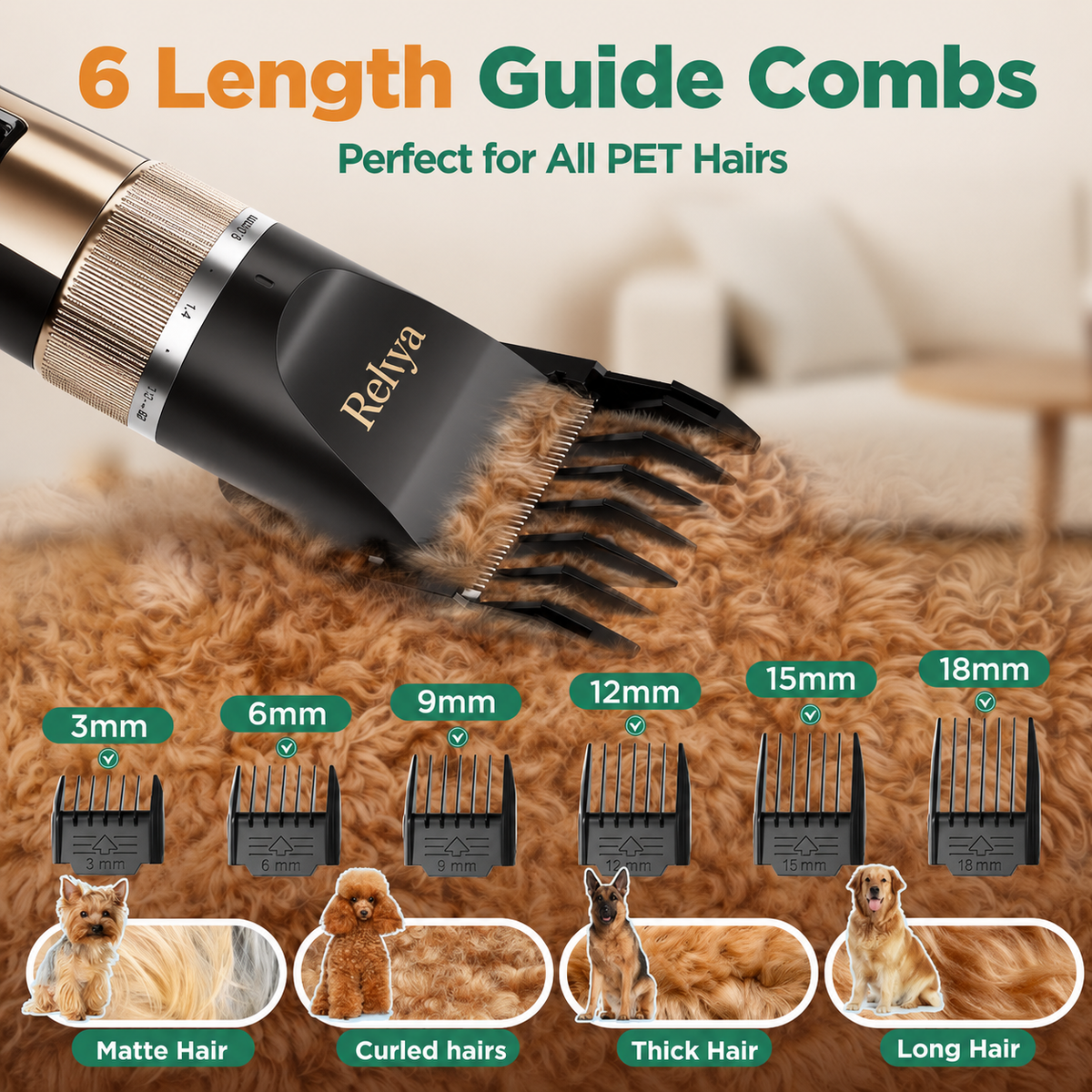 Cordless pet grooming clipper trimming thick dog hair