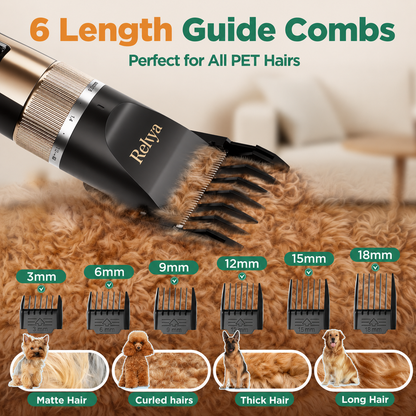 Cordless pet grooming clipper trimming thick dog hair