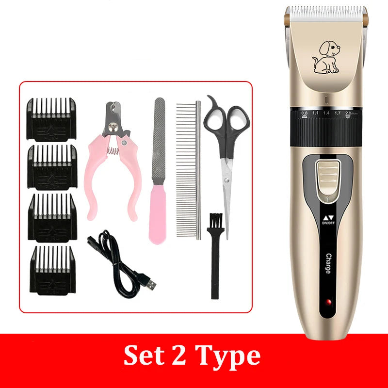 Complete pet grooming kit with clipper scissors comb and accessories