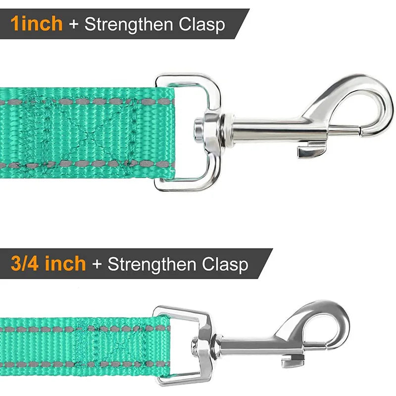 NightGlow reflective dog leash metal clip detail