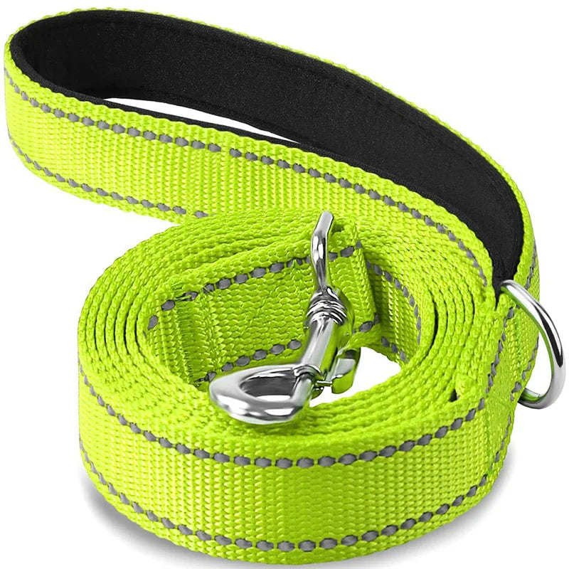 Neon yellow reflective dog leash
