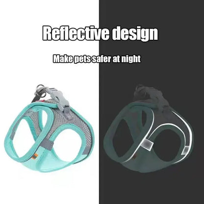 Reflective pet harness design visible in low light
