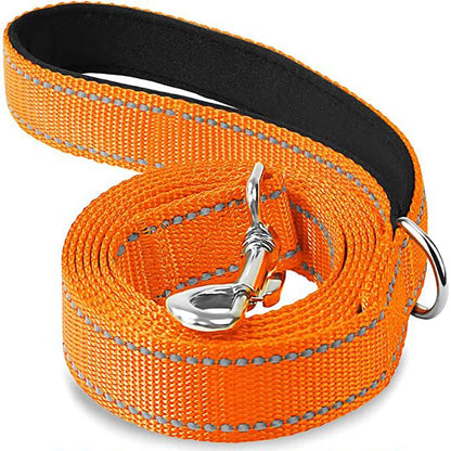 Orange reflective dog leash