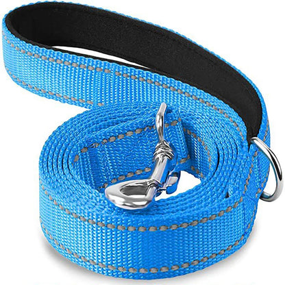 Relvya NightGlow reflective dog leash in blue