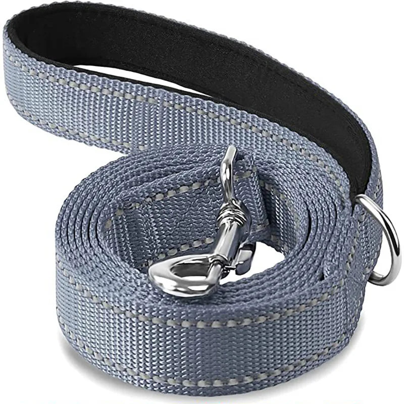 Gray reflective dog leash