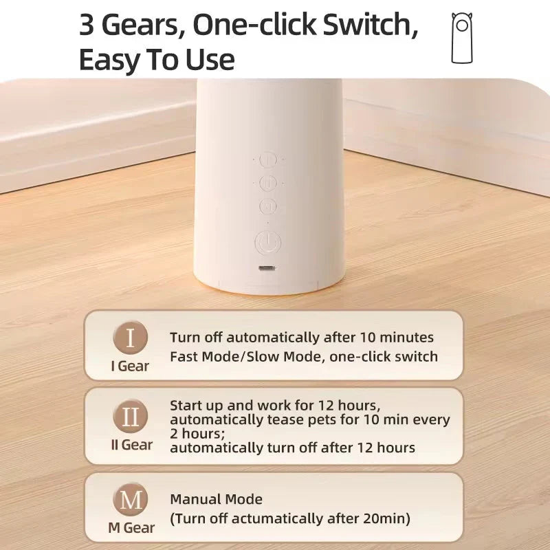 Automatic cat laser toy with three speed settings and one-click control