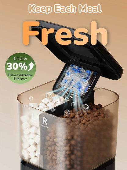 Automatic pet feeder designed to keep dry food fresh