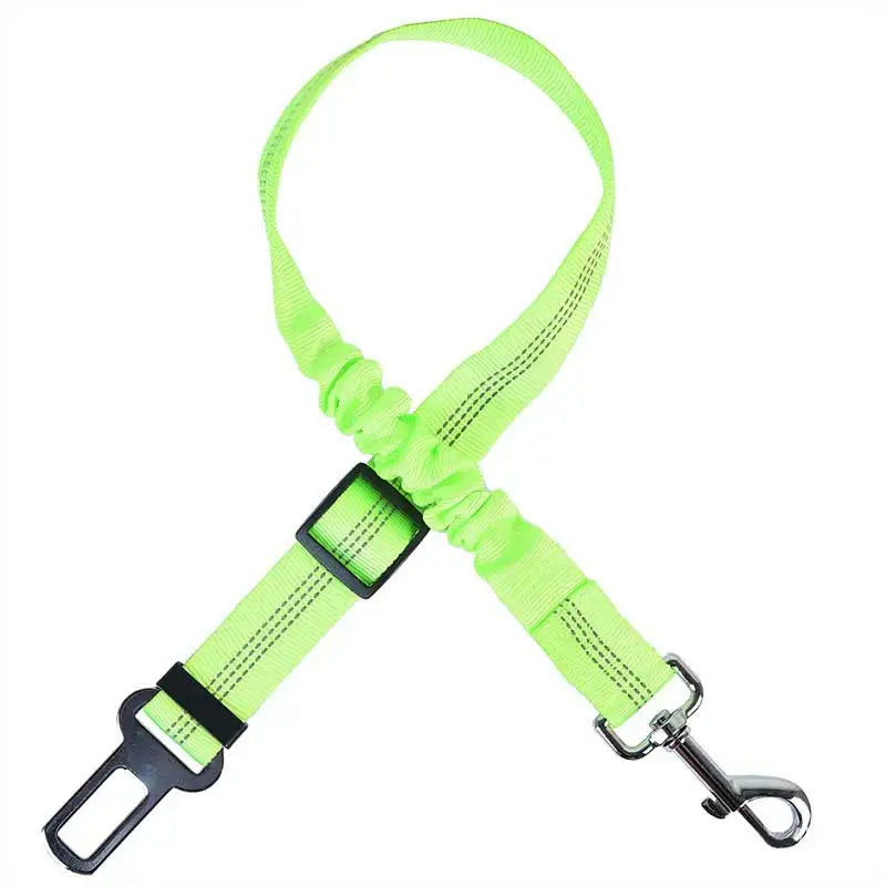 Neon green cross-style pet car seat tether