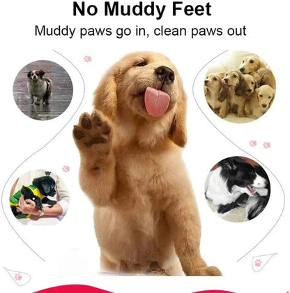 Dog paw cleaner helping clean muddy paws after outdoor walks