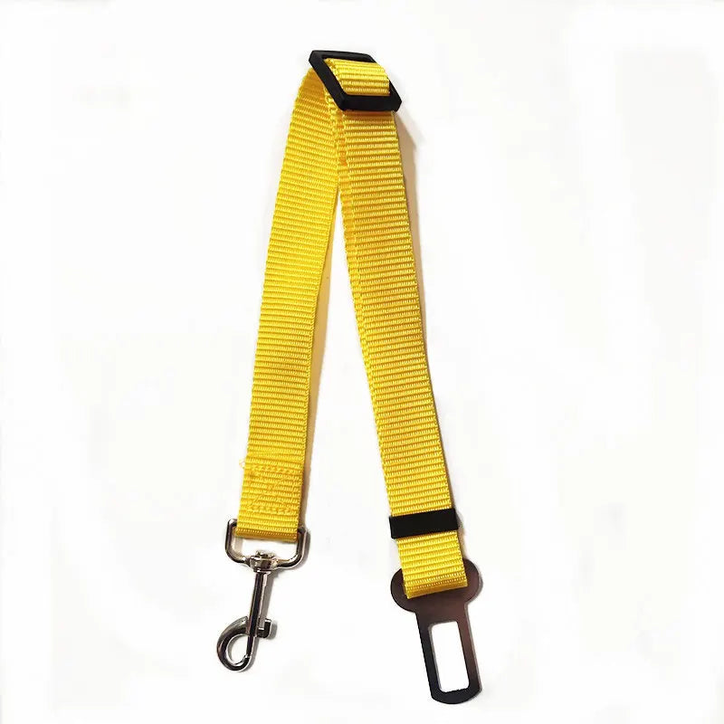 Yellow adjustable pet car seat belt