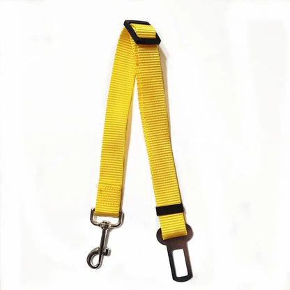 Yellow adjustable pet car seat belt